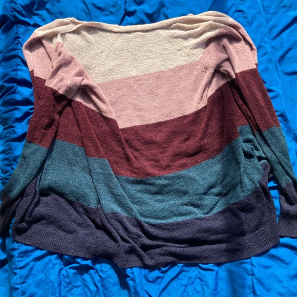 Color block cardigan in navy blue, pink, and purple! Maurice’s size Medium - Picture 2 of 3